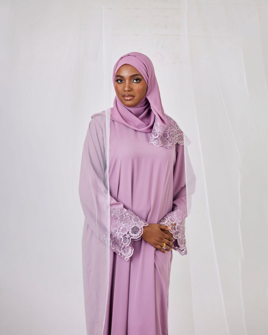 Lace Abaya - Liliac