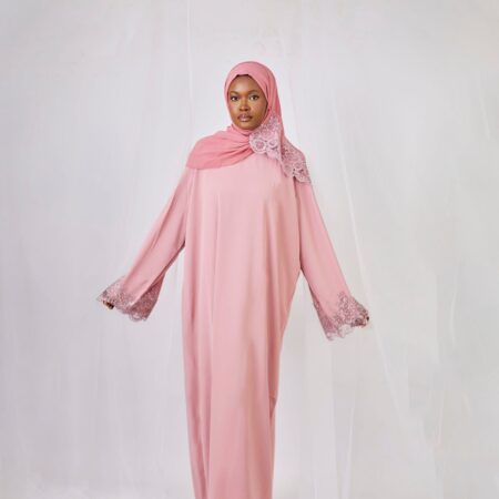Lace Abaya - Pink