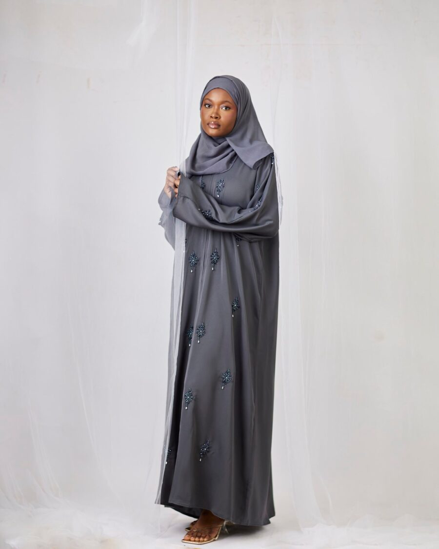 Almas Abaya - Grey - Image 3