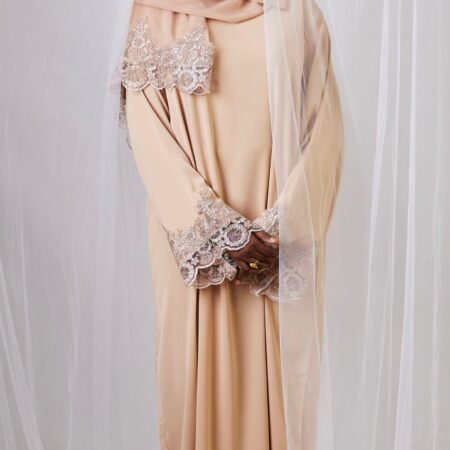 Lace Abaya - Nude