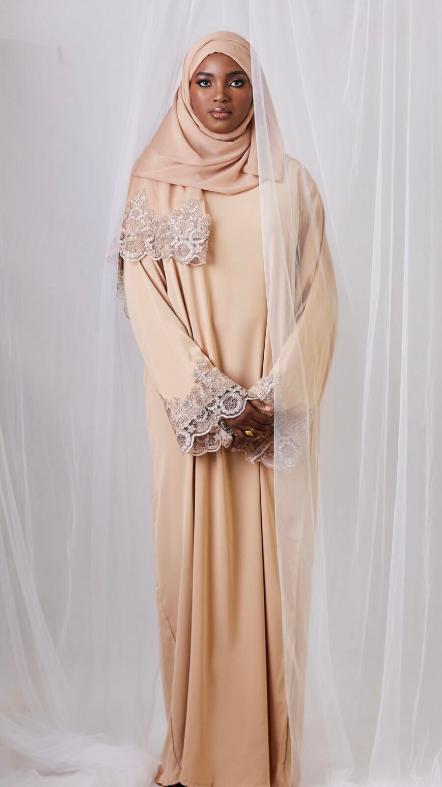 Lace Abaya - Nude
