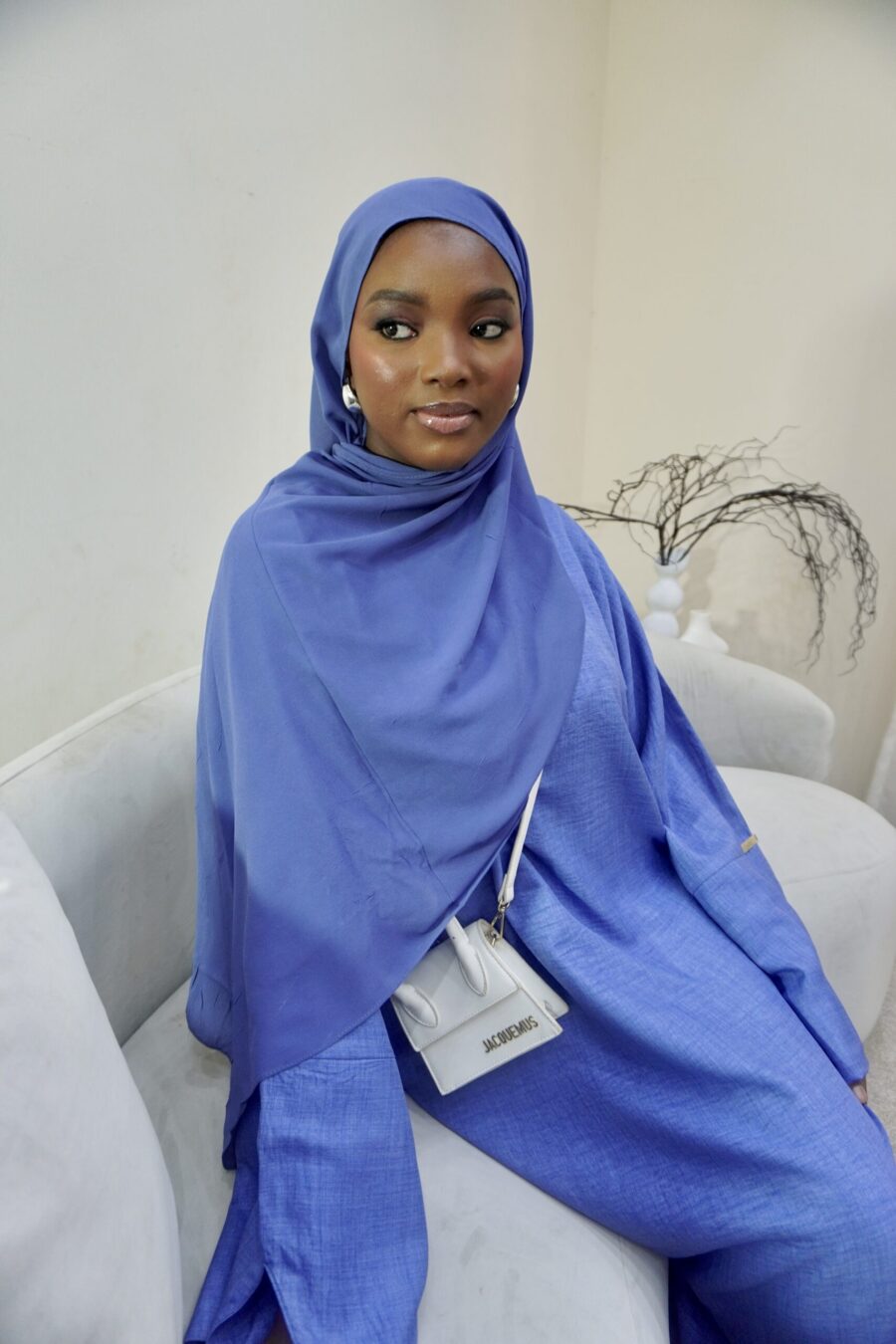 French Linen Abaya - Blue - Image 2