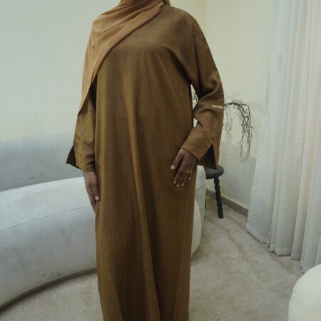 French Linen Abaya - Brown
